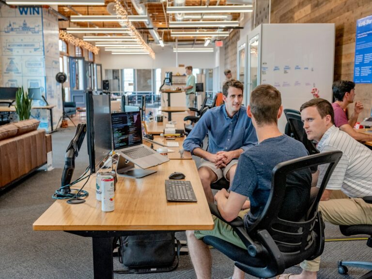 Dedicated development team in a meeting